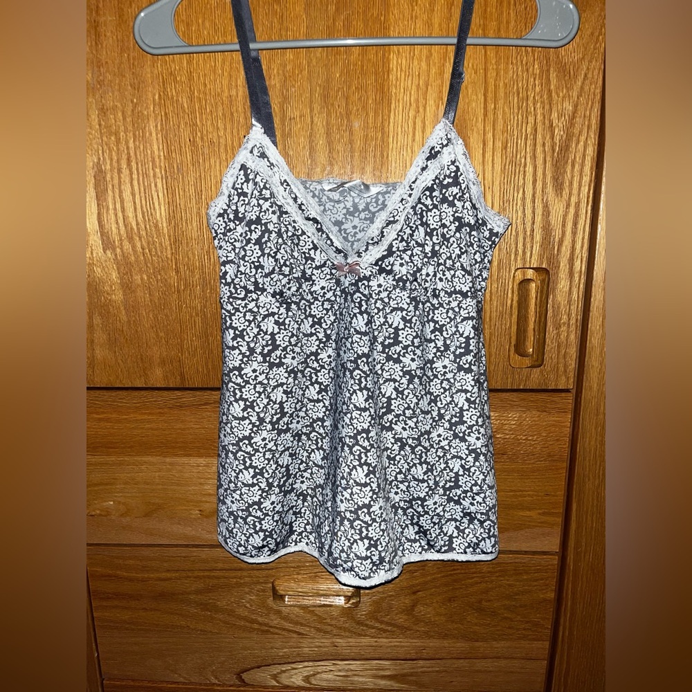 Marilyn Monroe Black & White Floral Lace Trim Cami